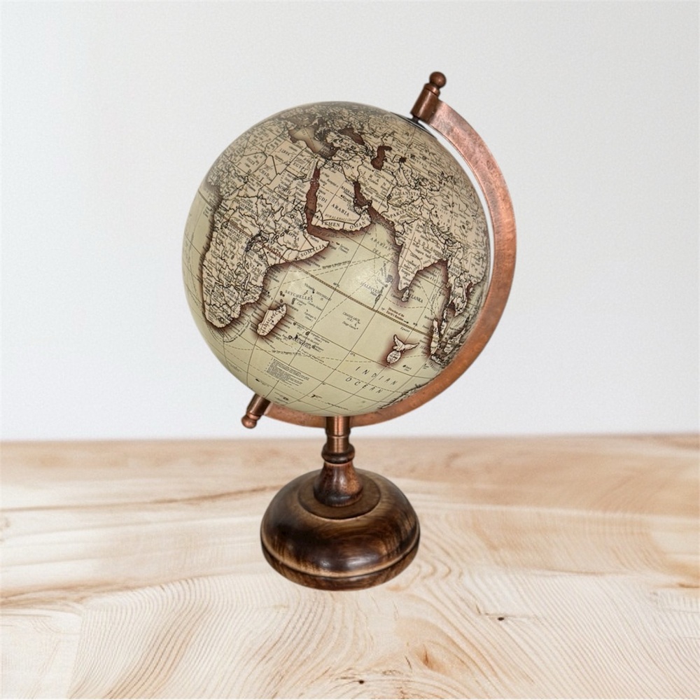 Harvey Makin Emporium Collection Vintage Globe With Metal & Wooden Base - Picture 2 of 6
